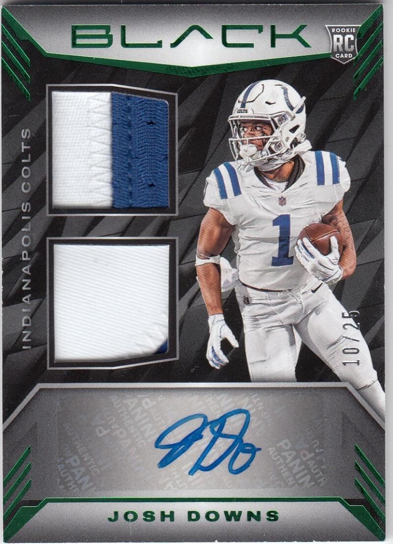 Football Trading Card 2023 Panini Black Rookie Signature Materials Emerald #12 Josh Downs EX++ Excellent++ MEM Auto 10/25 Colts