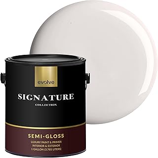 EVOLVE Signature Collection Luxury Interior Paint & Primer, Semi-Gloss Sheen (Porcelain White), 1 Gallon – Premium One-Coat Coverage, Low VOC, Low Odor, Washable Finish for Walls, Ceilings & Trim