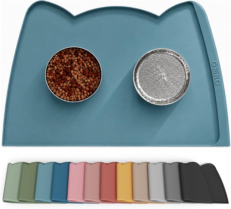 Tapete de Silicone para Comedouro e Bebedouro de Gatos e Cães OHMO Azul-claro 60,0 x 38,0 cm