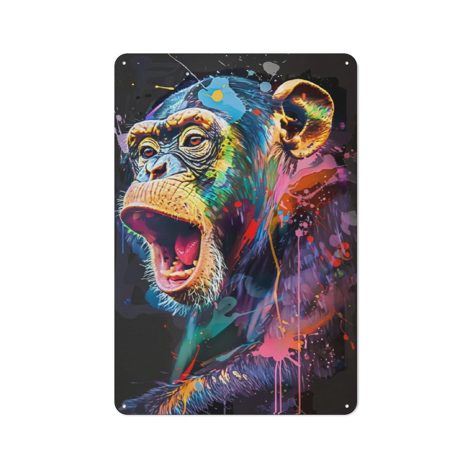 Junmoney Monkey Popart Painting For Dining Room Or Kitchen, Vintage Metal Sign 30X20cm, Gift For Dining Room Decor Fans During The Christmas Season