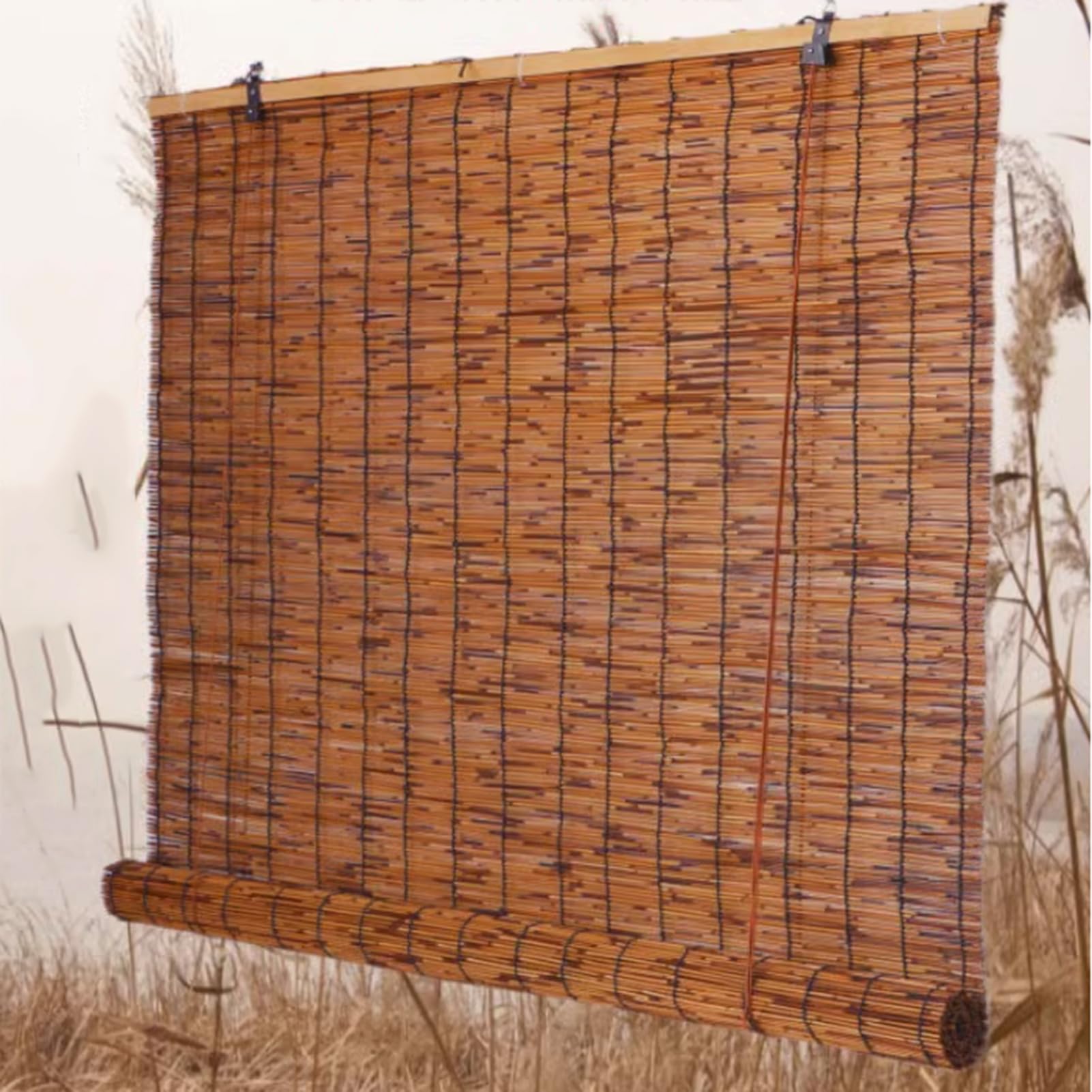 Roman Blinds carbonation colour,Garden Natural Peeled,Roll Screen Fence Fencing Reed screening,Bamboo Roller,Fence as Garden Privacy Fence for Balcony as Wind and Sight Protection (W50 x H70 cm)