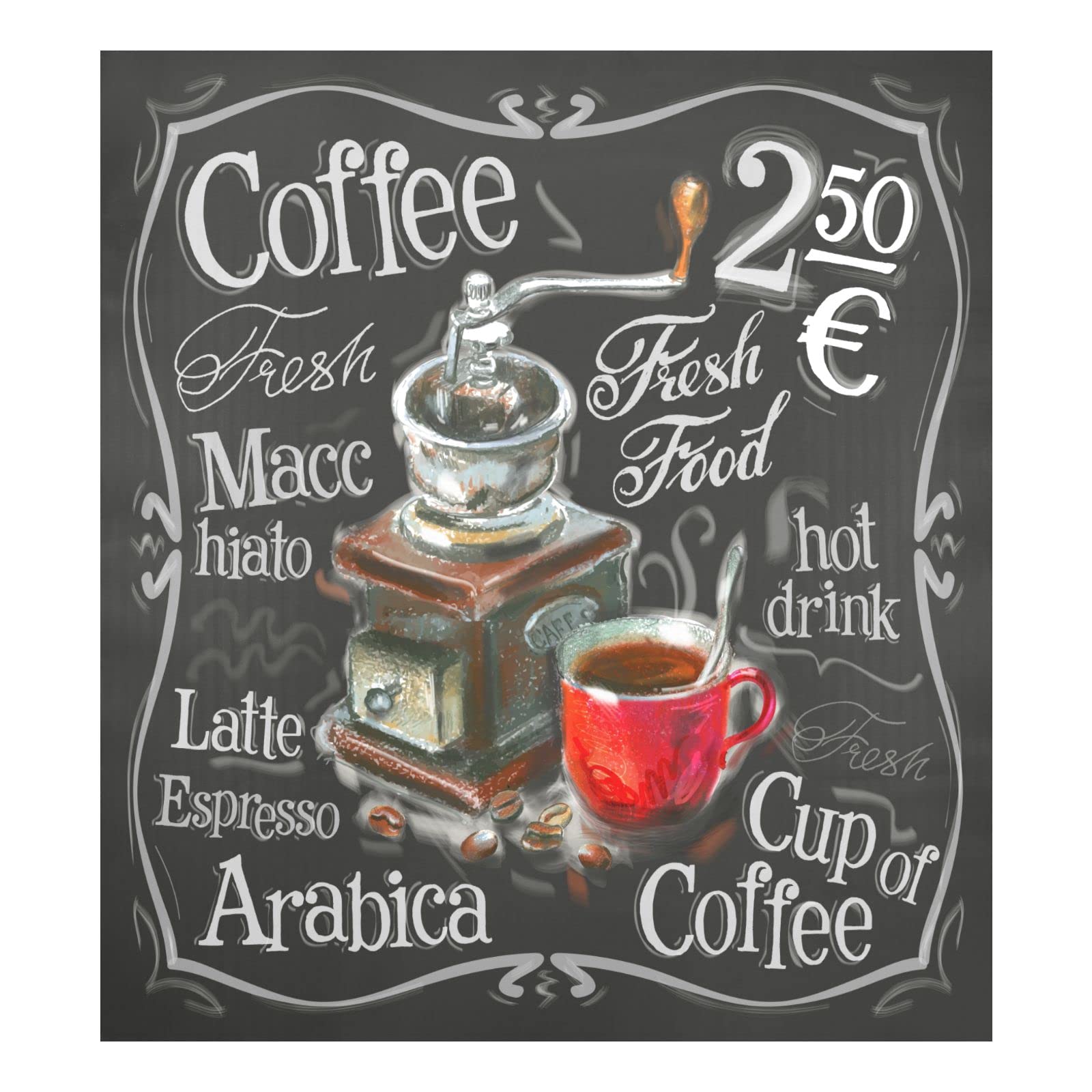 Naanle Geschirrspüler-Magnetabdeckung, Vintage-Kaffee-Vorderseite, Geschirrspüler-Abdeckung, magnetisch, für Zuhause, Schrank, Aufkleber, Kühlschrank, dekorativ, 58,4 x 66 cm
