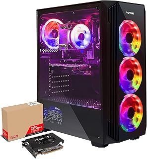 AQVIN ZForce Gaming Computer PC Desktop - Core i5 8th Gen Processor ~ Radeon RX 6400 4GB DDR6~32G RAM DDR4 1TB SSD Storage ~ RGB Fans ~ Windows 11 Pro 64-bit ~ WiFi Ready ~ RGB Keyboard & Mouse