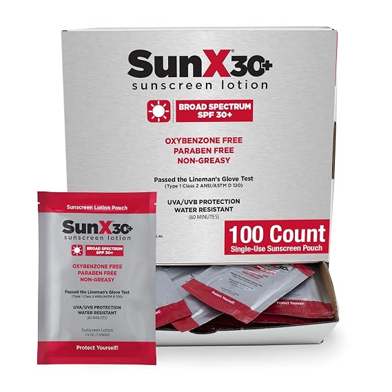 CoreTex Sun X 30+ SPF Individual Sunscreen Packets Travel Size - Bulk Pack of 100 Paraben, Oxybenzone, Oil Free Broad Spectrum Sunscreen - No White Cast and Water Resistant Up to 80 Minutes