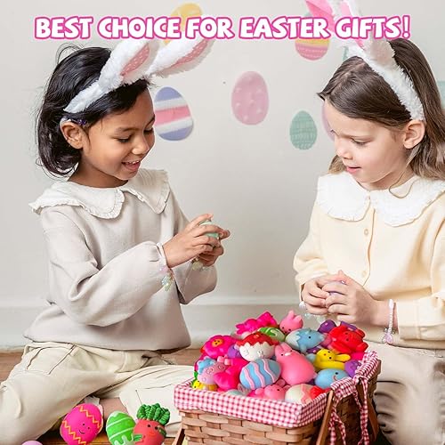 Miniatura 5 de UUSYCUN 24 juguetes esponjosos Mochi de Pascua para sufrimientos de canasta de Pascua, juguetes esponjosos de animales de Pascua para rellenos de