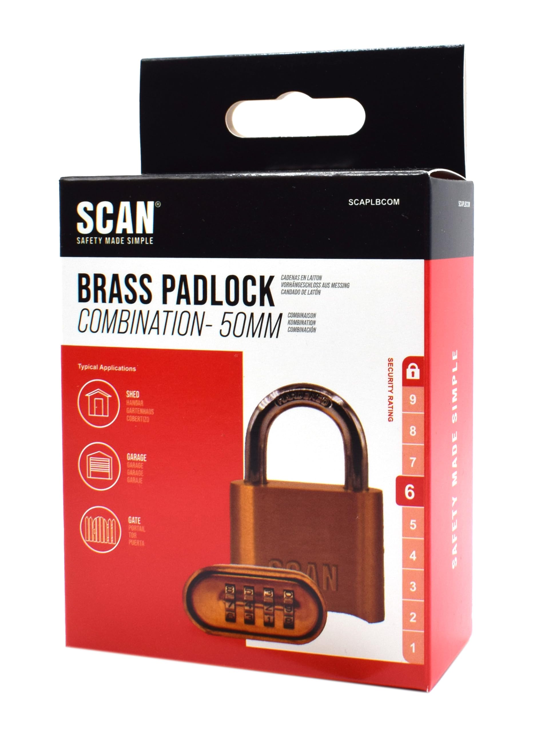 SCAN SCAPLBCOM 50mm Combination Brass Padlock - Image 2