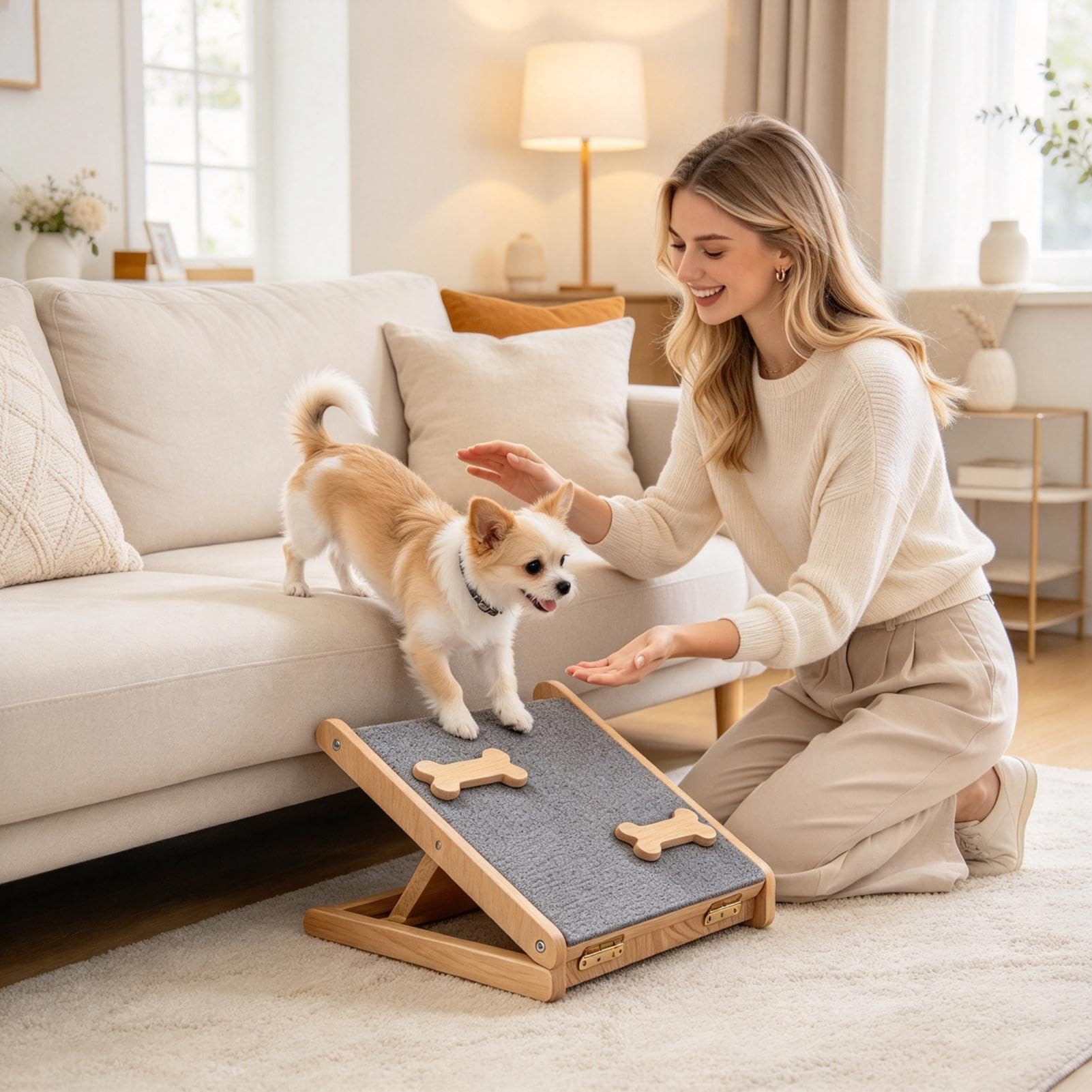 Rampa Escalera de Perros 2 Piezas Altura Ajustable Escalones Portátiles