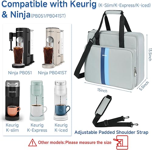 Miniatura 9 de LEFORZ Bolsa de transporte de viaje para cafetera, compatible con Keurig K-Mini o K-Mini Plus, cafetera de una sola porción bolsa de almacenamiento