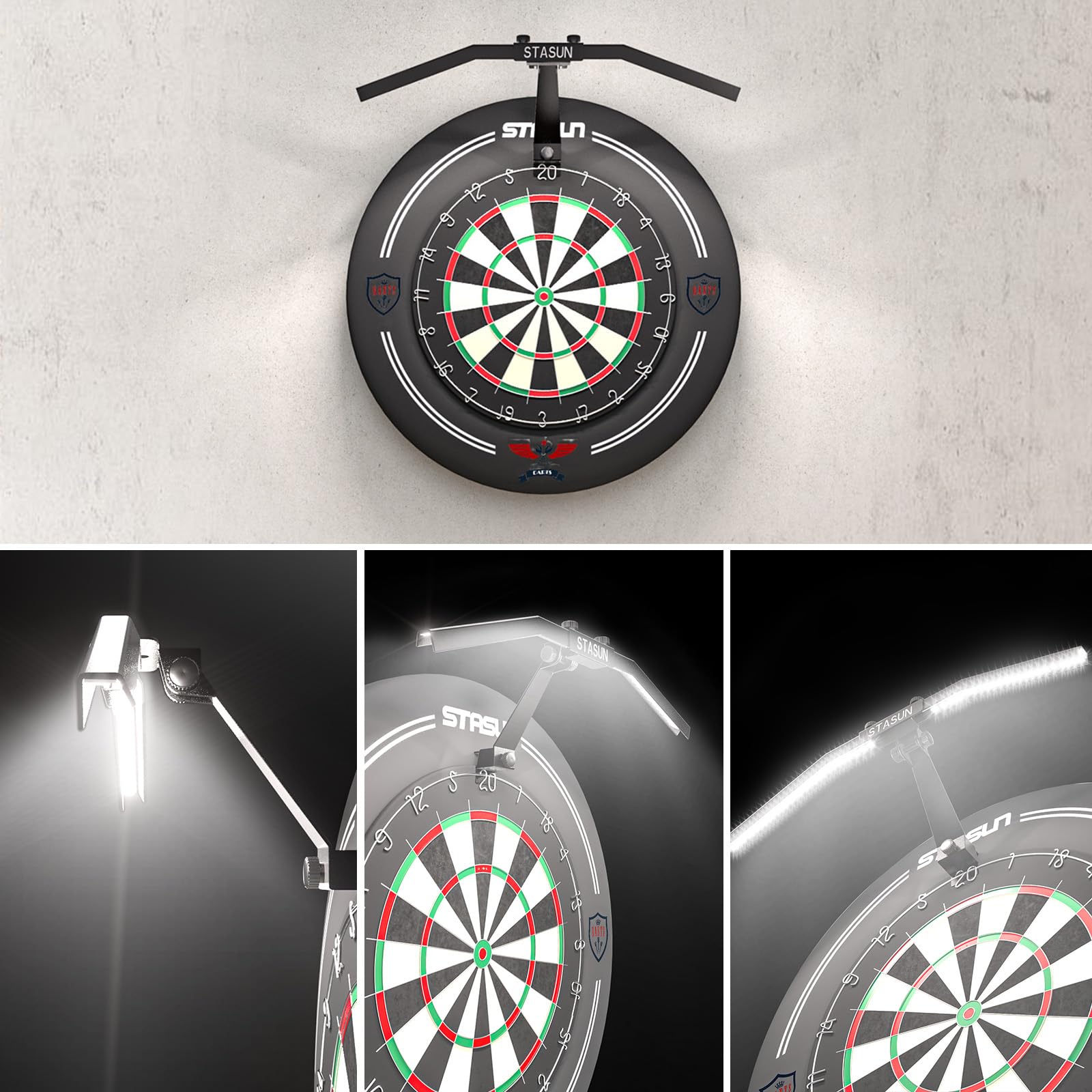 STASUN LED Datrboard Light, sistema di illuminazione pieghevole TOR120 per l'intera tavola, accessori professionali con angolo e luminosità regolabili, nessun abbagliamento laterale