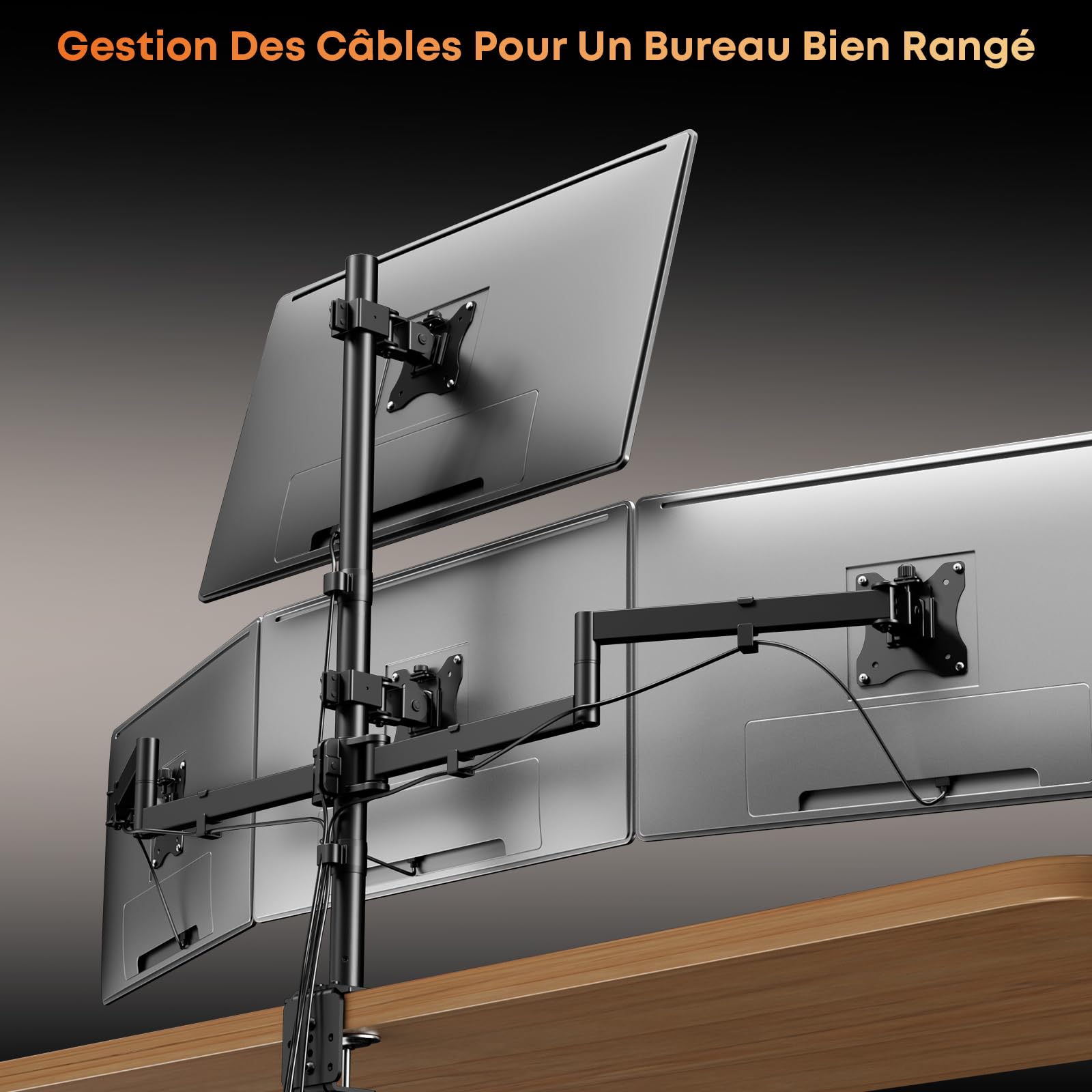 Monitor Halterung für 4-Monitore 17"-27" - Monitor Tischhalterung für LED LCD Bildschirme, Höhenverstellbar Monitor Halterung übereinander Monitorhalterung, 10kg pro Arm, VESA 75/100, Schwarz