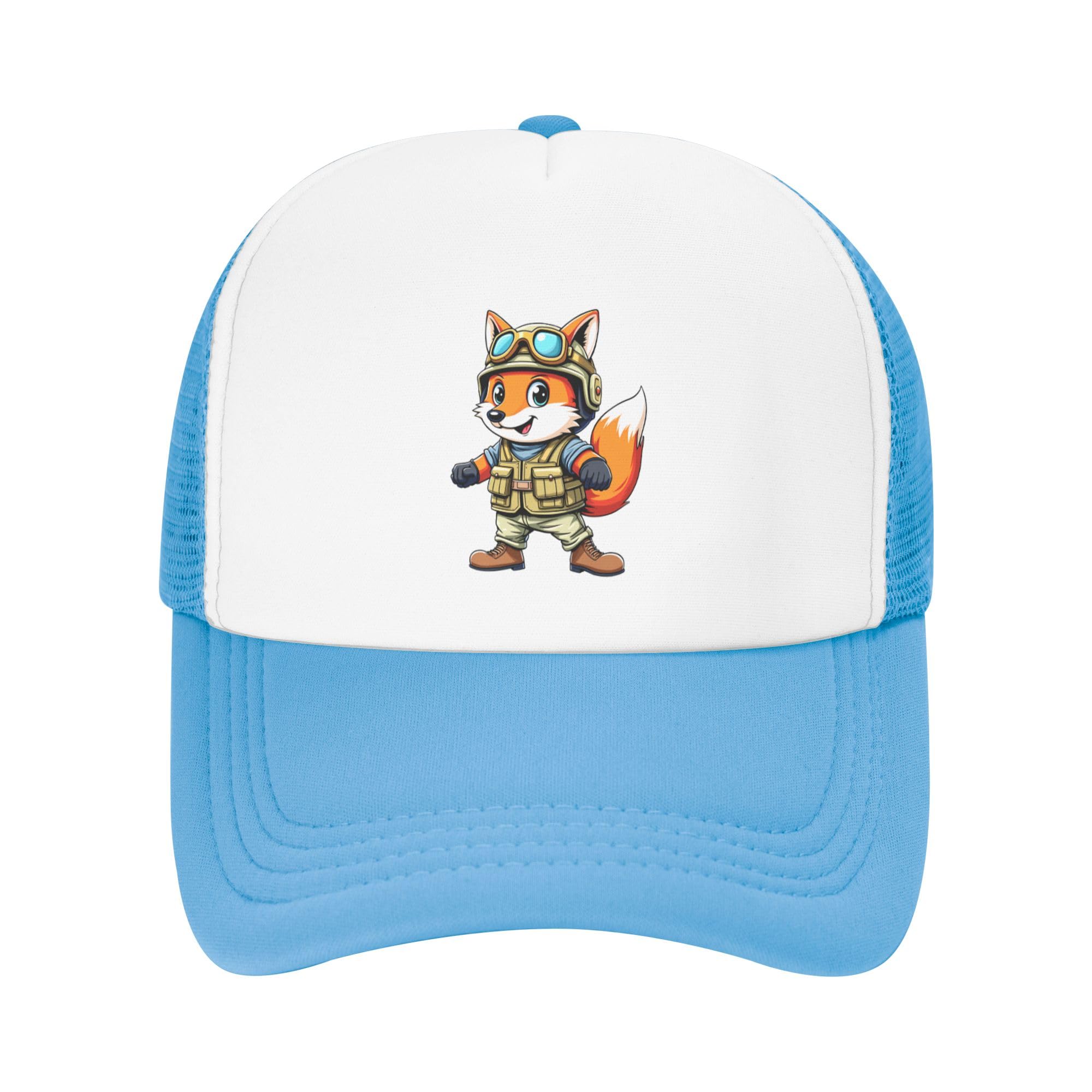 FDT Fox On Duty Funny Trucker Hat Foxtrot Delta Tango Kids Hats Adjustable Mesh Baseball Cap - Sky Blue