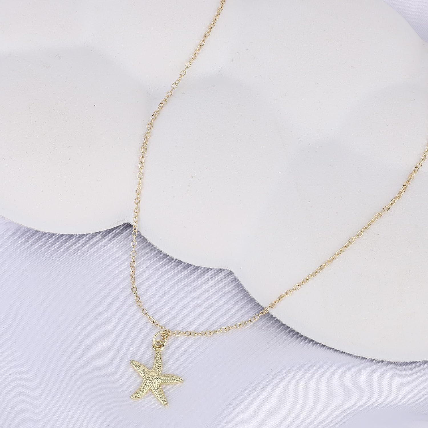 Mikovivi Gold Starfish Necklace, Adjustable Star fish Pendant Necklace Dainty Ocean Beach Beachy Summer Vacation Jewelry Charm for Women Bohemian Decorations and Anniversary Birthday Jewelry Gifts image 3