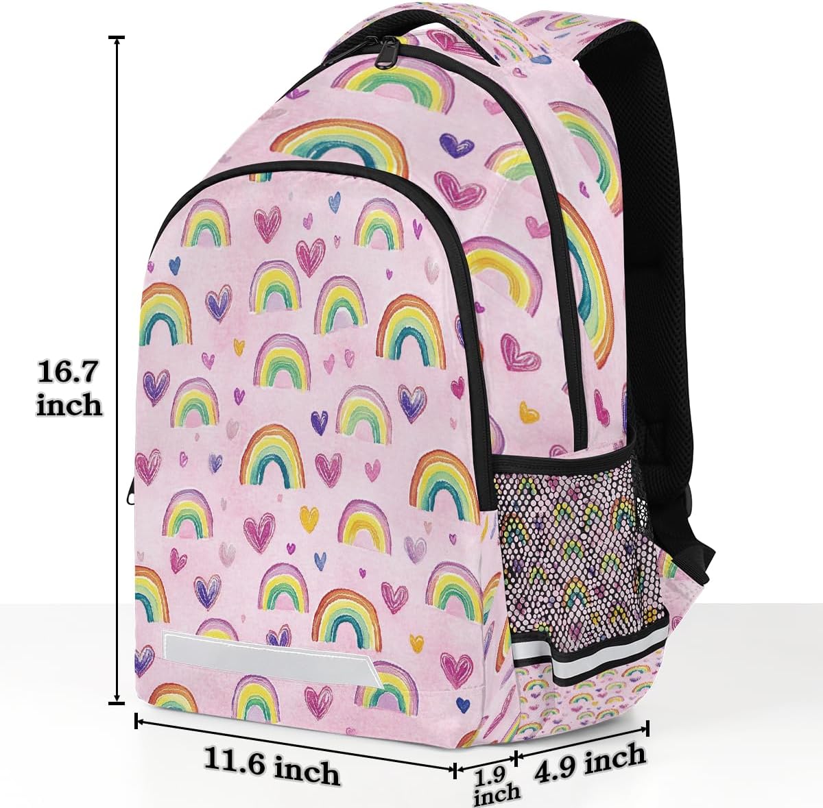 School Backpack for Teens Girls Boys, Rainbow Laptop Backpack Casual Bookbag with Reflective Strip, Rucksack for Student