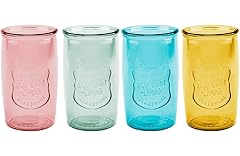 Glavers Colored Glassware Ice Cold Drinking Glasses Set of 4 20 Oz Vintage Glass Cups for Kitchen Dining