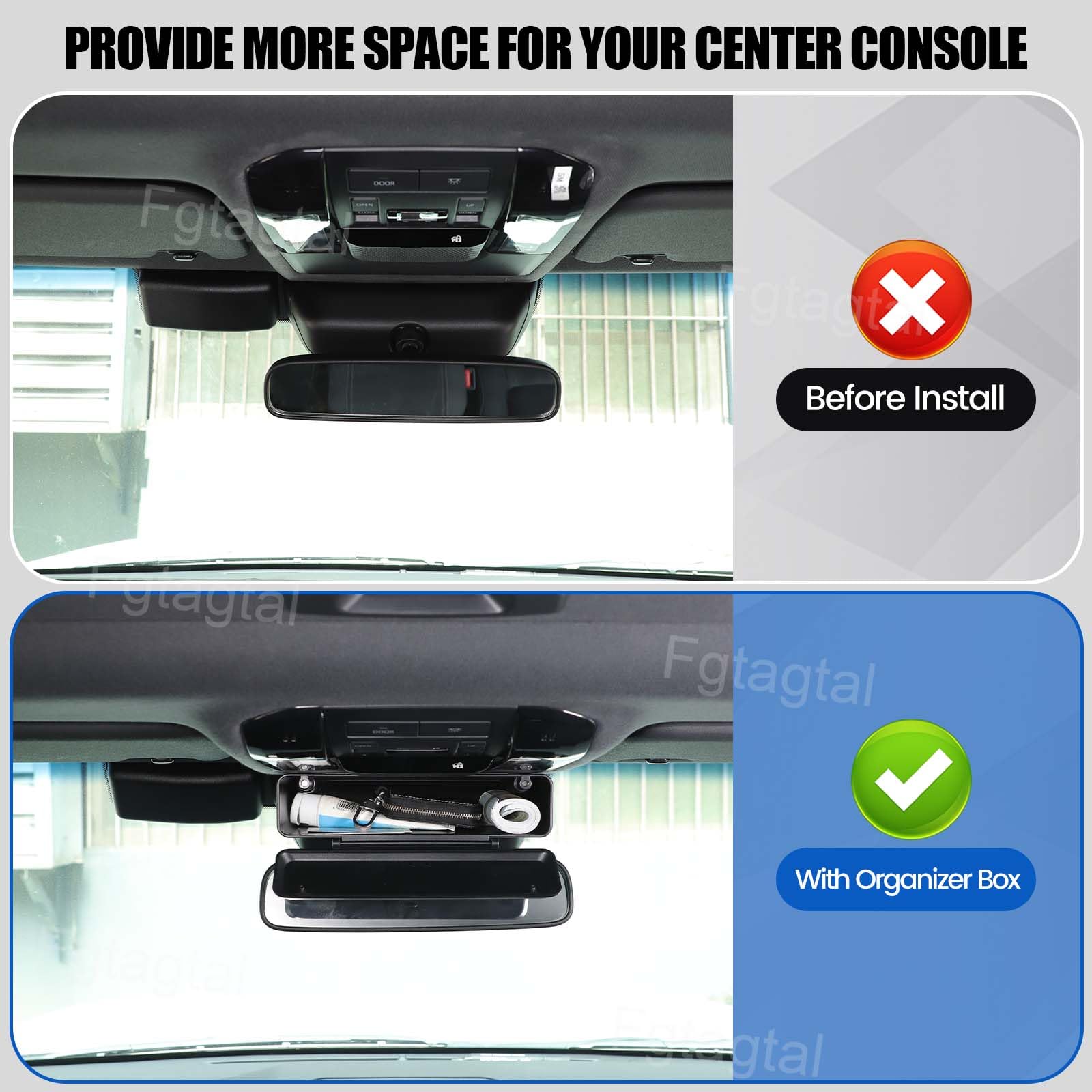 Amazon.com: Fgtagtal Inner Rearview Mirror Storage Box Compatible