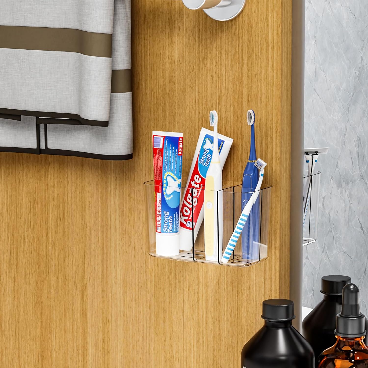 Electric Toothbrush Holder for Bathroom Counter and Wall Mounted with
