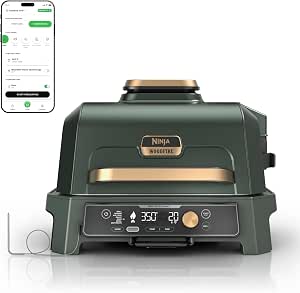 Ninja Woodfire ProConnect Premium XL Outdoor Grill & Smoker, Green & Gold