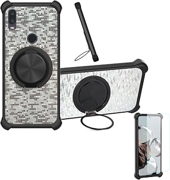 Case Compatible for Qilive Smartphone 6.2 Q3 20 6.2 Pouces Phone Case Cover [with 1* Tempered Glass Screen Protector] Hybrid Case[360Ring Support, Magnetic] CX-21-HEI