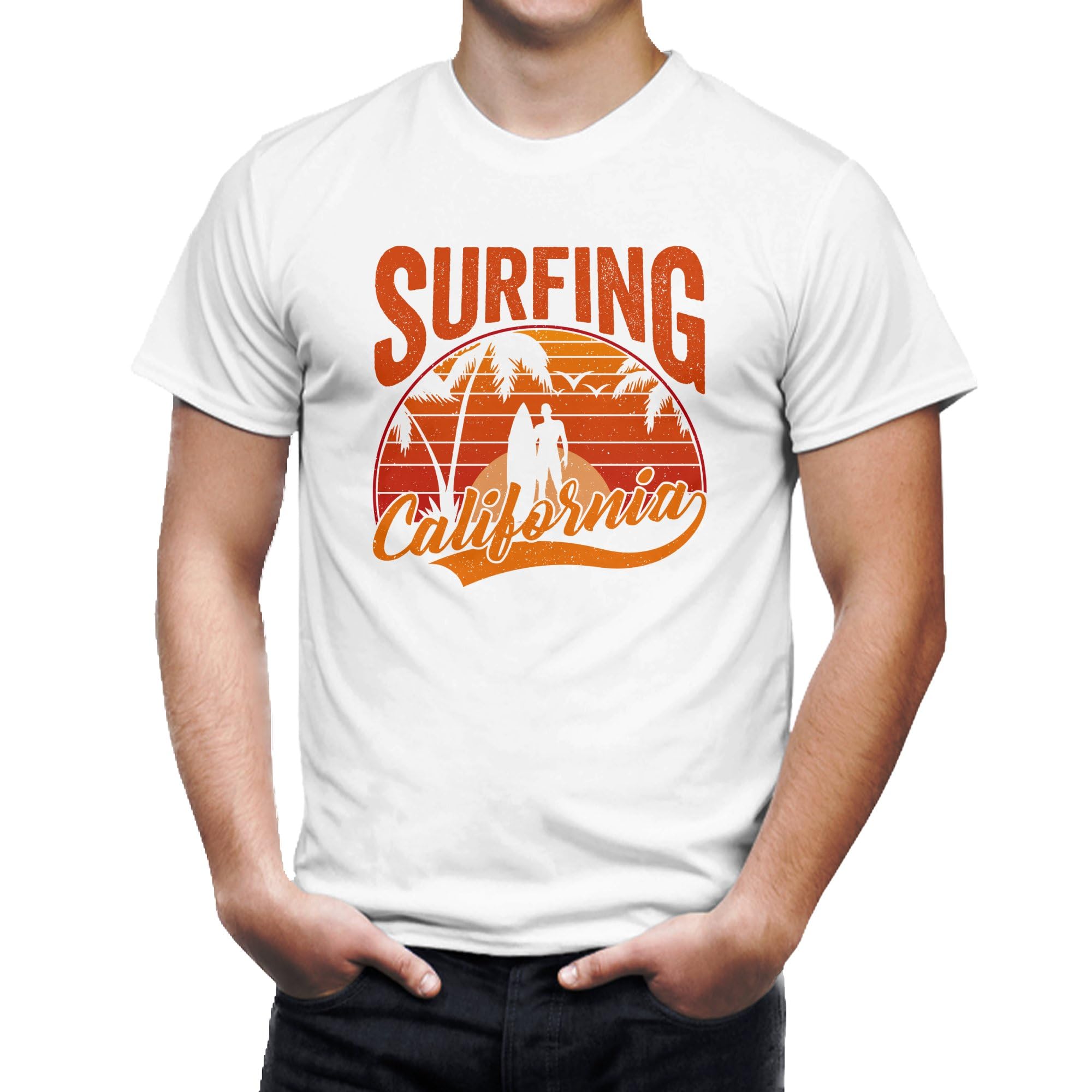 Seek Buy LoveCalifornia Surfing T-Shirt, Vintage Retro Sunset Graphic, Beach Lover Tee, Palm Trees Unisex Shirt, Casual Summer for Surfer