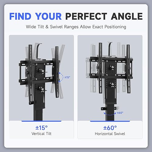 Miniatura 6 de CO-Z Elevador de TV motorizado para televisores de 32 a 57 pulgadas de hasta 165 libras y VESA de 400 x 400 pulgadas, soporte de TV de altura