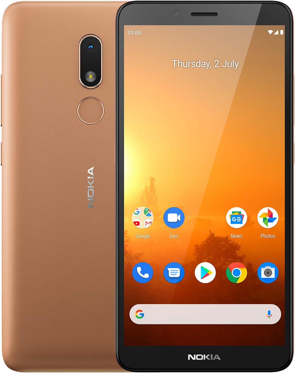 Nokia C3 Dual-SIM 32GB ROM + 3GB RAM (Only GSM | No CDMA) Factory Unlocked 4G/LTE Smartphone (Sand Gold) - International Version