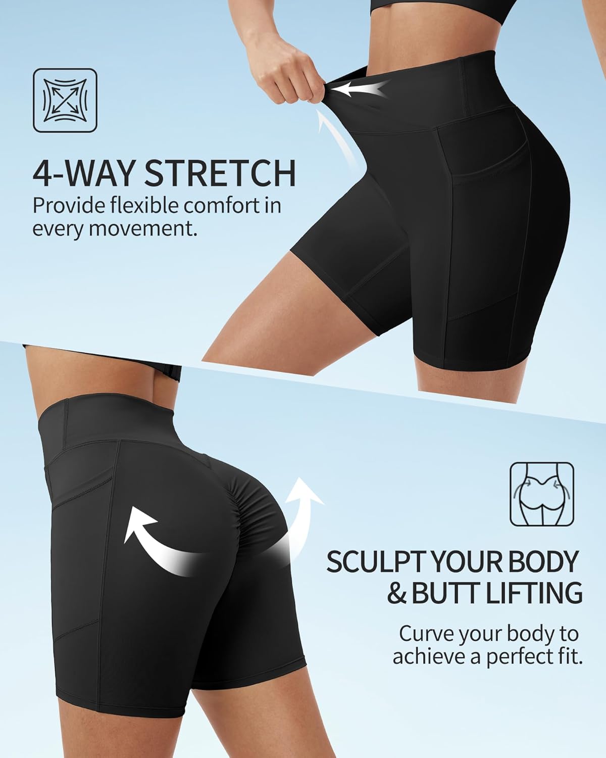 Women's Workout Shorts Crossover Scrunch Butt Lifting High Waisted Gym Shorts Running Yoga Booty Shorts with Pockets - Image 6