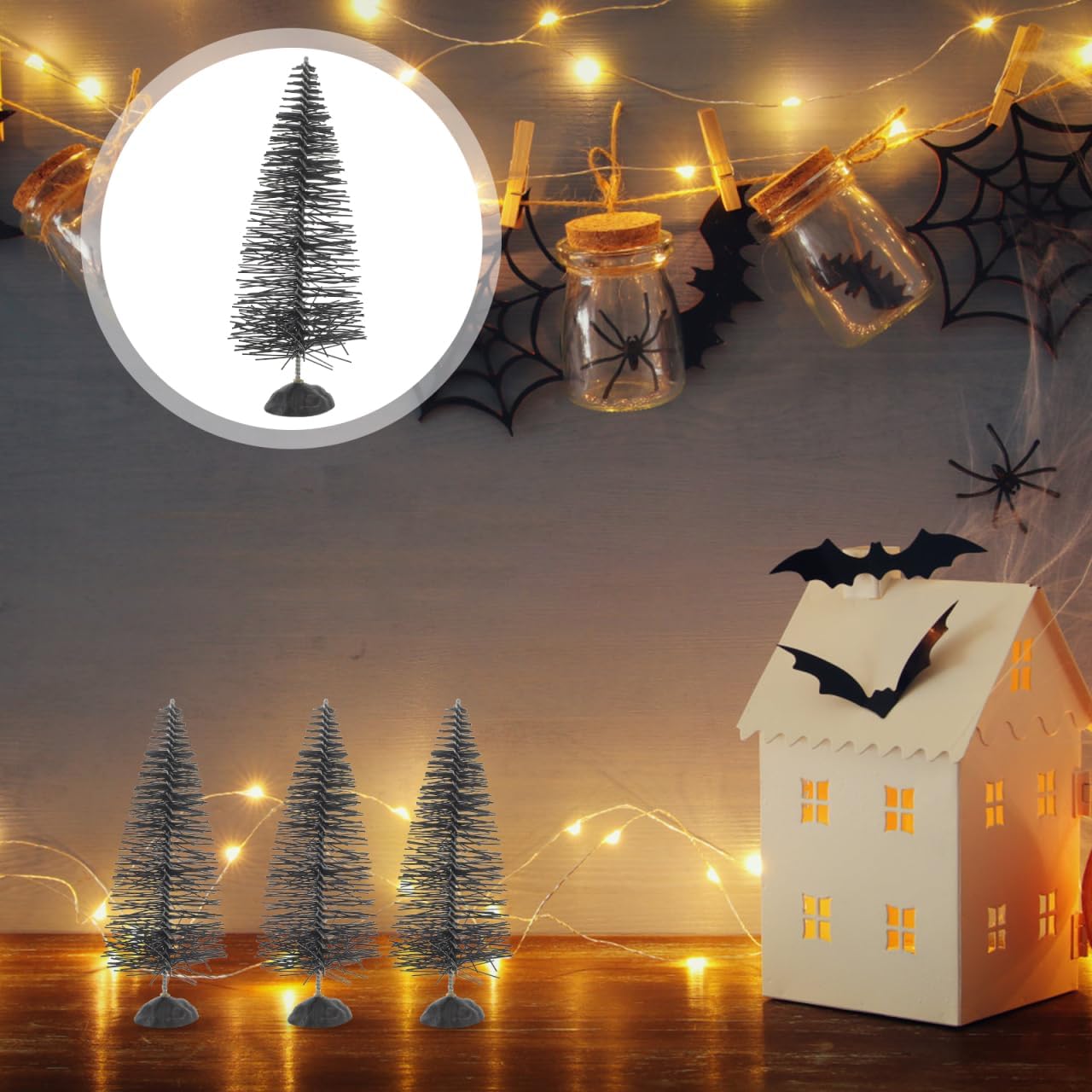 PRETYZOOM ブラックミニチュアハロウィンツリー 不気味な装飾用 怖い空白の木 ハロウィン村のアクセサリー パーティーやいたず