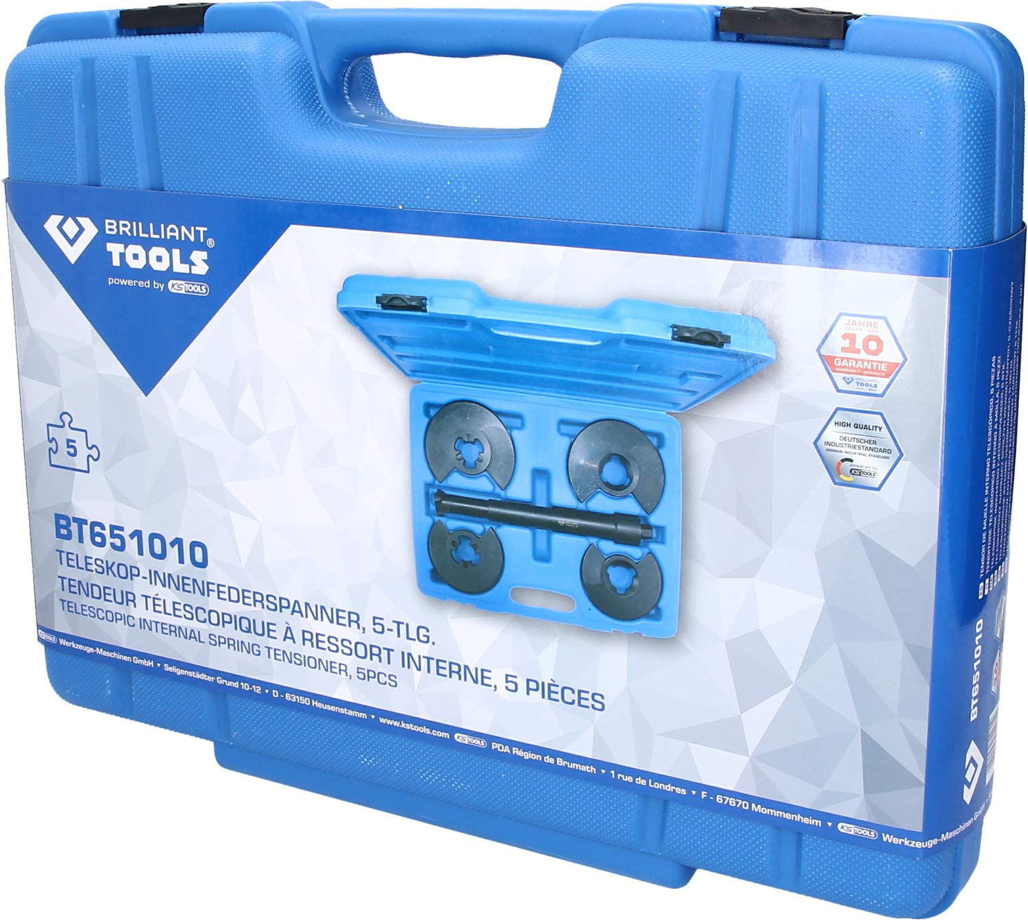 BRILLIANT TOOLS BT651010 Juego de tensor telescópico de muelles interiores, 5 pzs [Powered by KS TOOLS]
