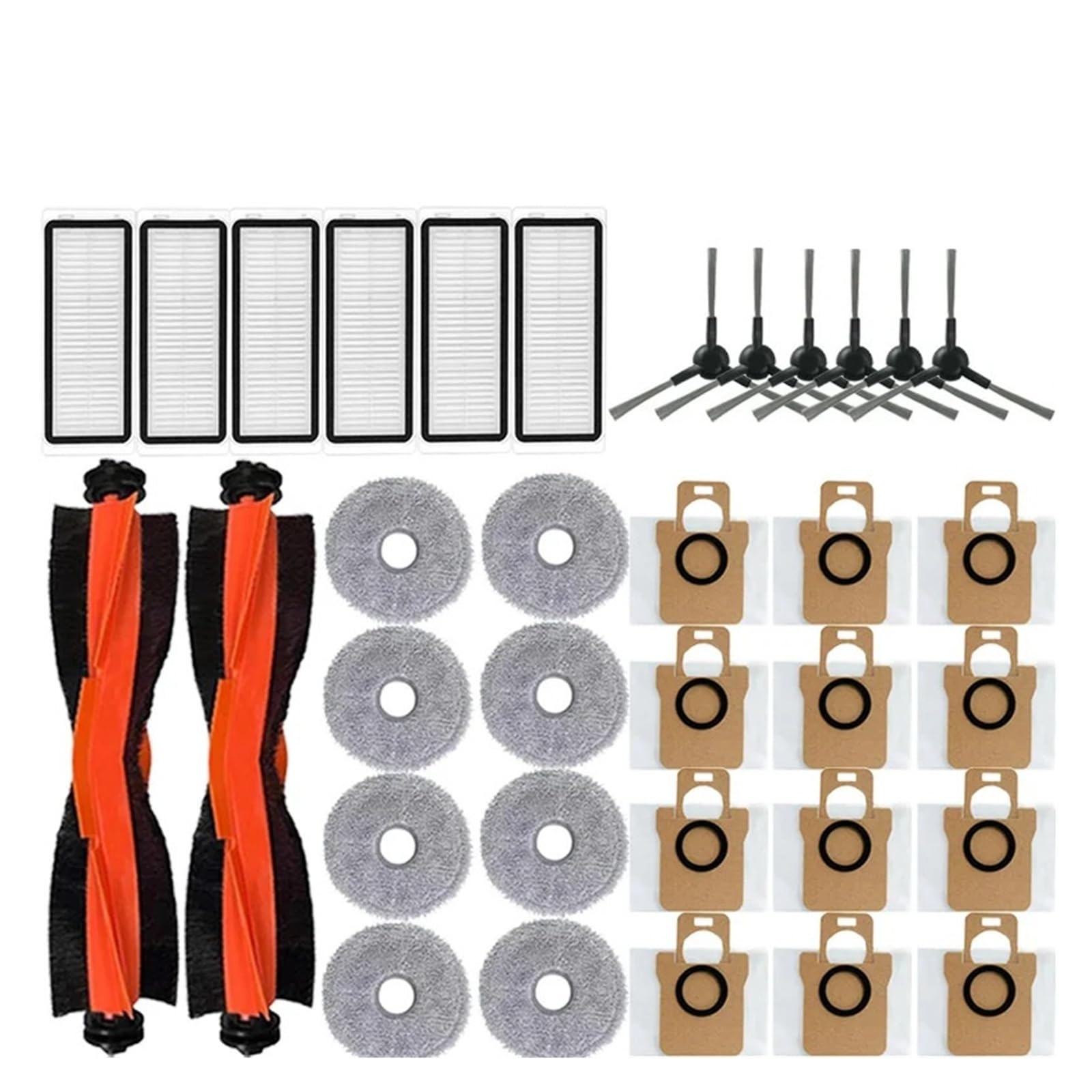 Shiketong Robot Vacuum Cleaner Cleaning Accessories Set,Compatible For Dreame,Bot L30 Ultra L20 Ultra Robot Side Brush Filter Mop Cloth Dust Bag Accessories(34pcsA)