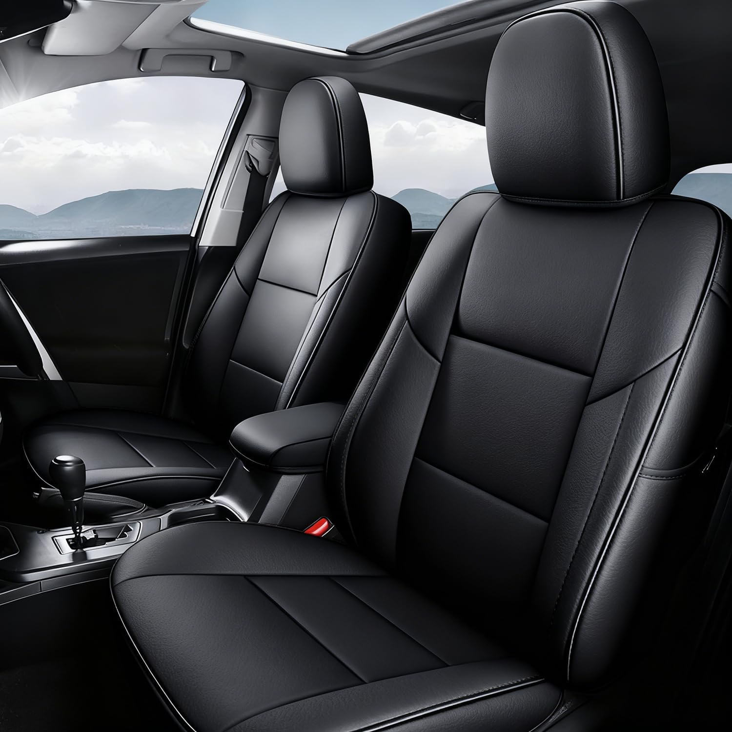 Custom Fit Car Seat Covers for Toyota Camry SE LE SE Nightshade 2018–2024, Full Set Waterproof Faux Leather Seat Covers, Black