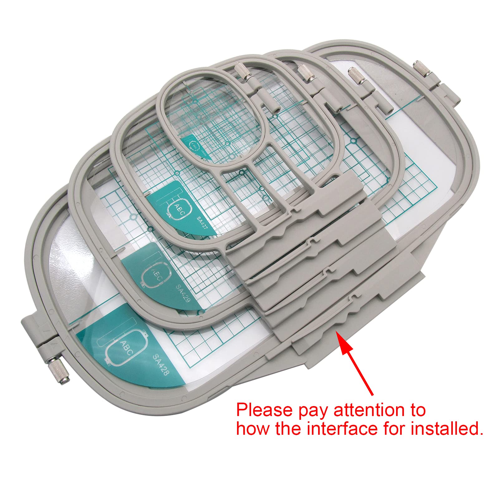 4-Piece Embroidery Hoop Set - Replacement For Brother & BabyLock Machines (1", 4", 5"x7", 6"x10")