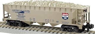 3-Bay Steel Hopper w/Load - Ready to Run - American Flyer(R) -- American Flyer #22 (Scenery Gravel Transport, gray, blue, white, red)