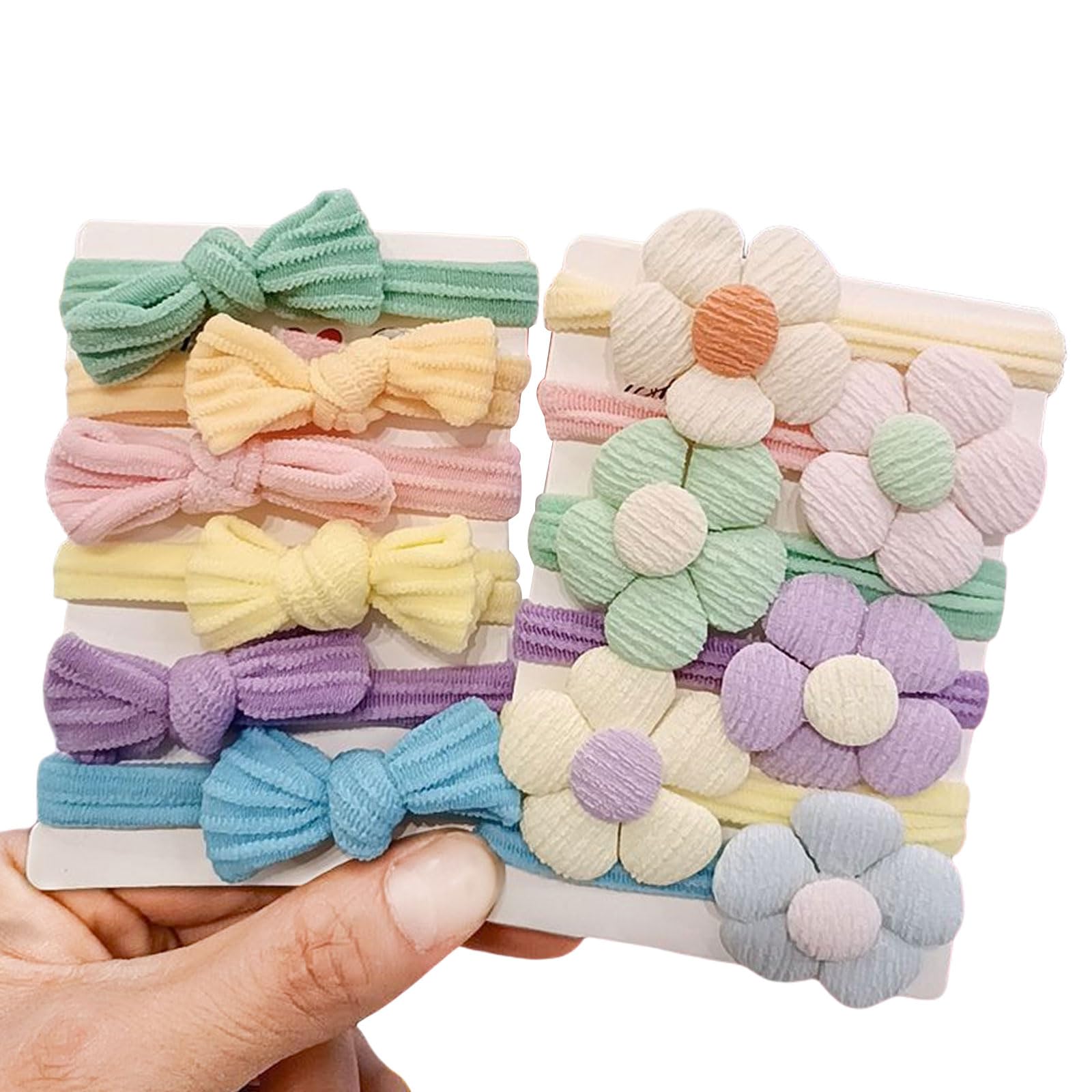 Klein Haargummi, 20 Stück Weich Haargummi mit Schleifen Blumen, Mini Elastische Haarbänder für Mädchen Baby Kleinkind (MIX-C 20PCS, ONE SIZE)