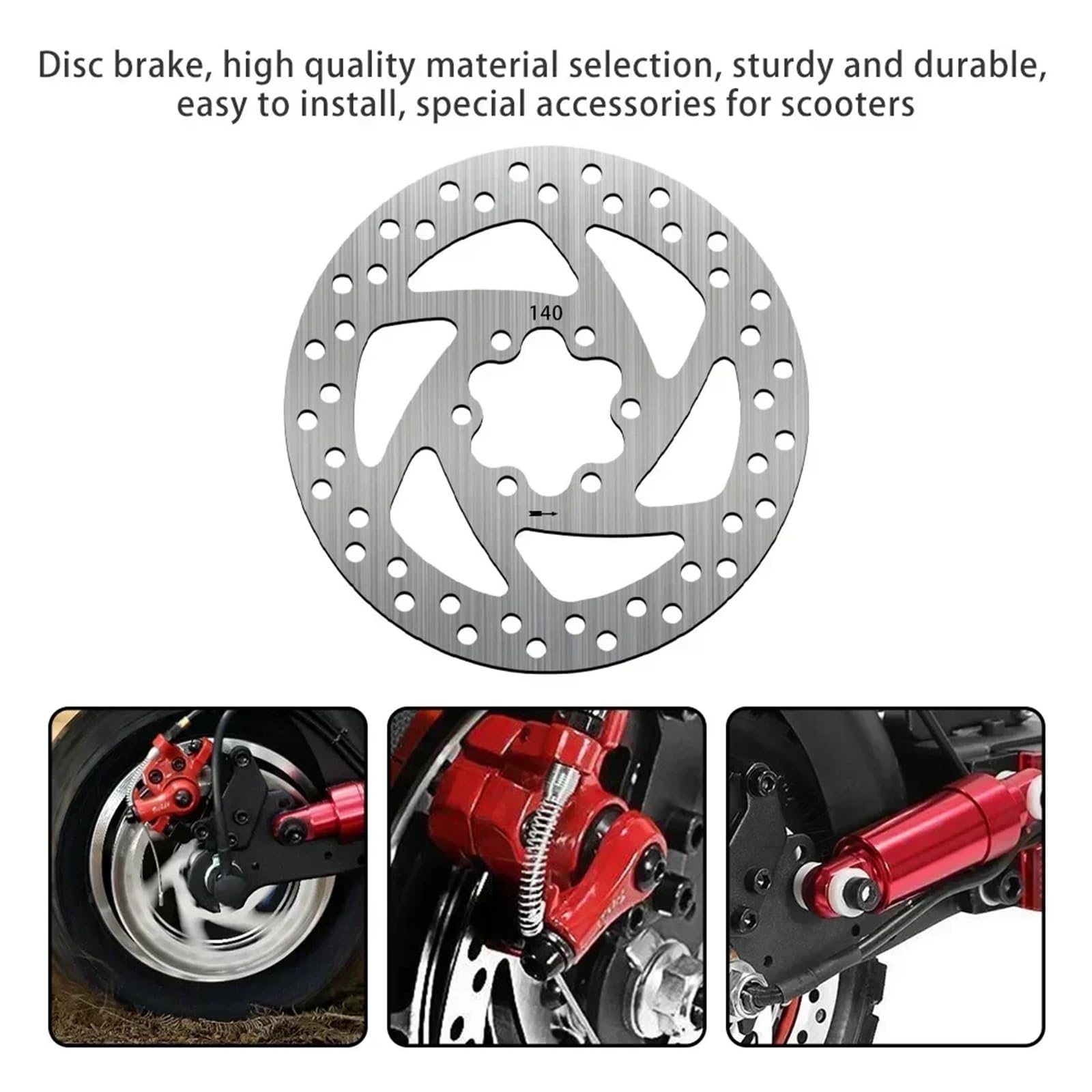 Pastiglie Freno a Disco Spesse 140 mm Colorate for Scooter Elettrico G2 Max PRO Disco Ruota Posteriore in Acciaio Inossidabile con 6 Viti(140mm B)