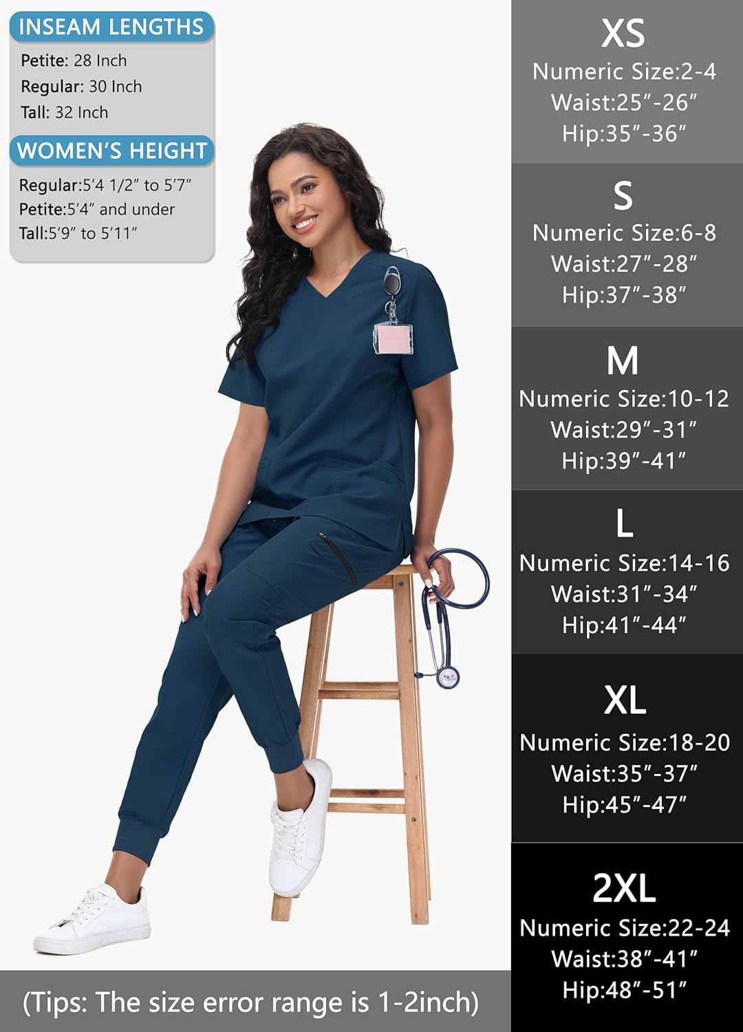 High Waisted Jogger Style Scrub Pants Tall Navy - Image 6