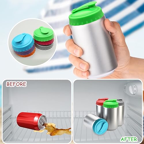 Miniatura 5 de Tapones reutilizables para latas de soda, juego de 12 piezas, tapas de silicona para latas estándar de 2.1 pulgadas, 6 colores