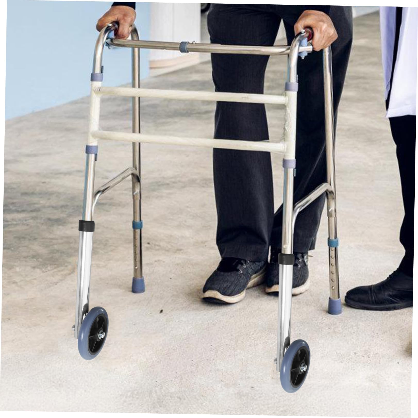 ABOOFAN Ruedas para Andador 2 Piezas Regulables De Aluminio Accesorios Robustez Y Movilidad Agradada Para Marcos De Caminar Fácil De Instalar