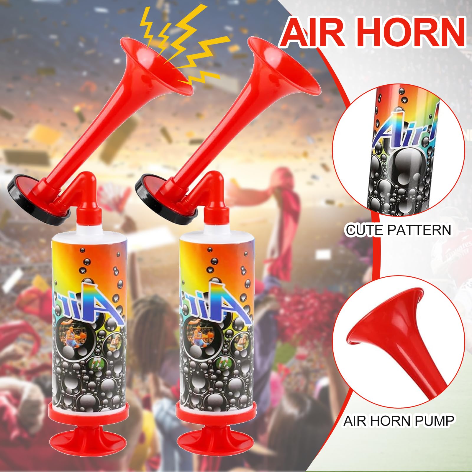 2 PCS Fanfare Air Horn Estremamente Forte, Tromba da Stadio, Tromba d'Aria Portatile, Trombas Stadio ad Aria Manuale, per Partite di Calcio, per Nautica, Eventi Sportivi, Celebrazioni