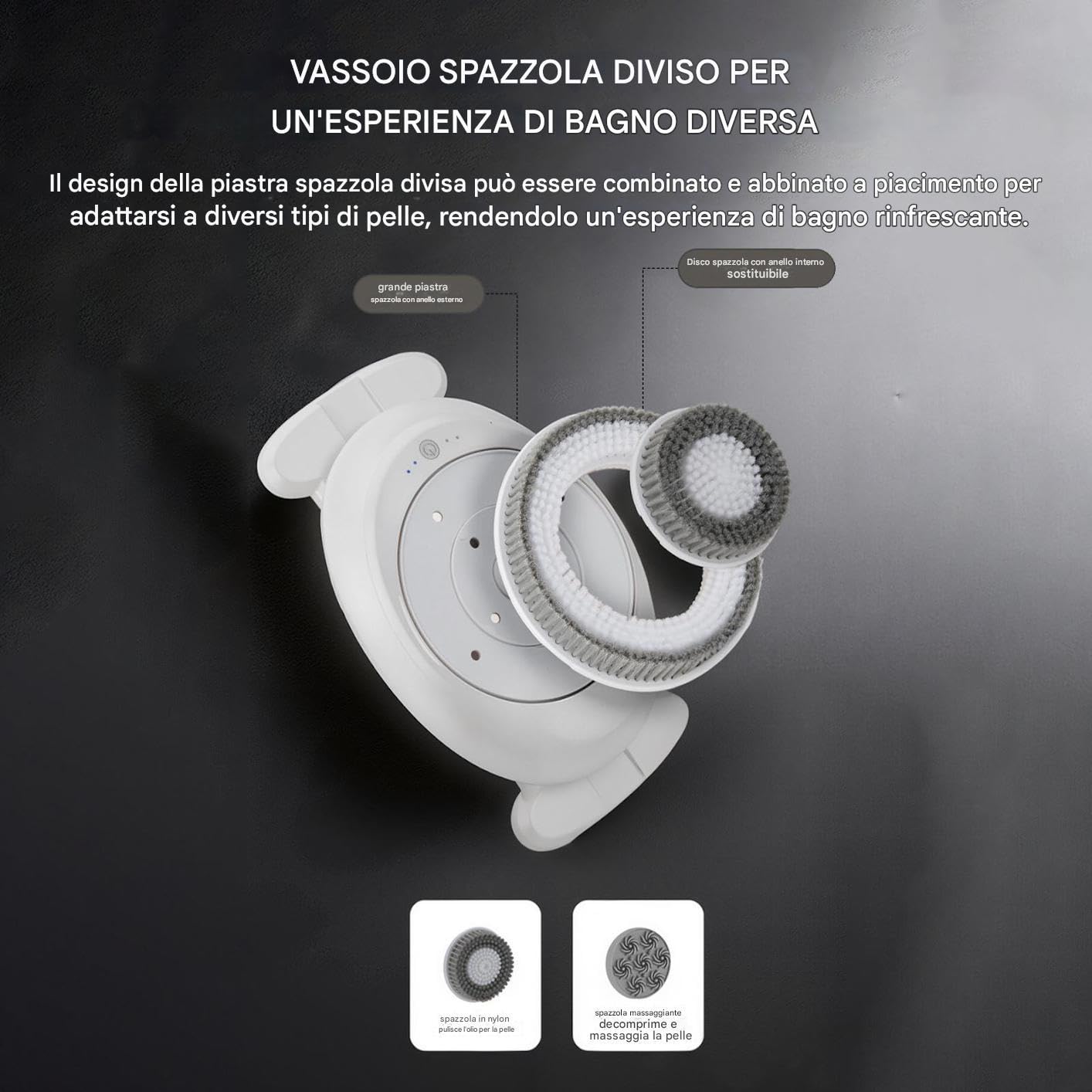 Lavaschiena Da Doccia Detergente Ricaricabile Automatico A 4 Modalità | Lavaschiena Automatico Da Doccia per Bagno Casa Hotel Uomo Donna Famiglia Doccia