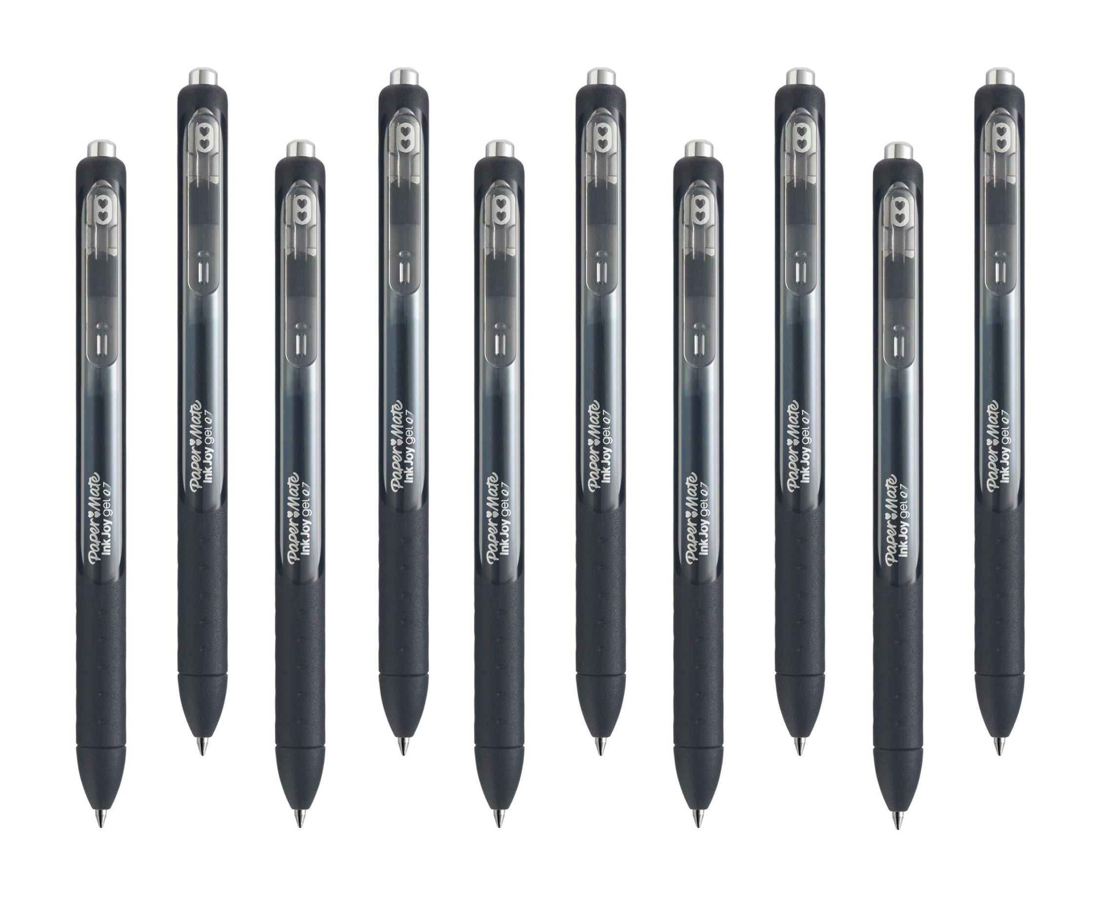 Paper MateInkJoy Gel Retractable Rollerball Pens - 0.7mm Medium Point - Black Ink - Pack of 10