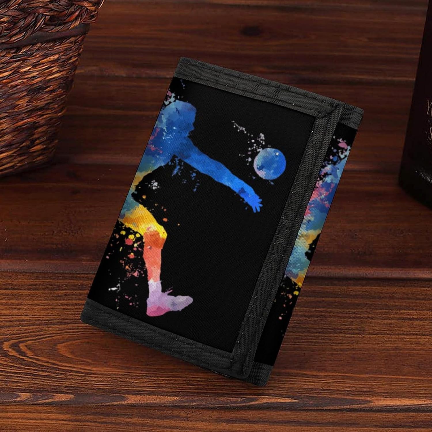 Volleyball Player Watercolor Trifold Slim Wallet Front Pocket With Money Clip And ID Credit Card Slots For Travel Work