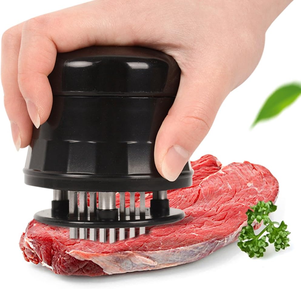 PlatinumPlus Life 2018 New Design- Meat Tenderizer, Perfect Beef Steak Chicken-56 Stainless Steel Needle Blades Better Than Mallet, Pounder, 12 x 4.25 x 5.25, Black