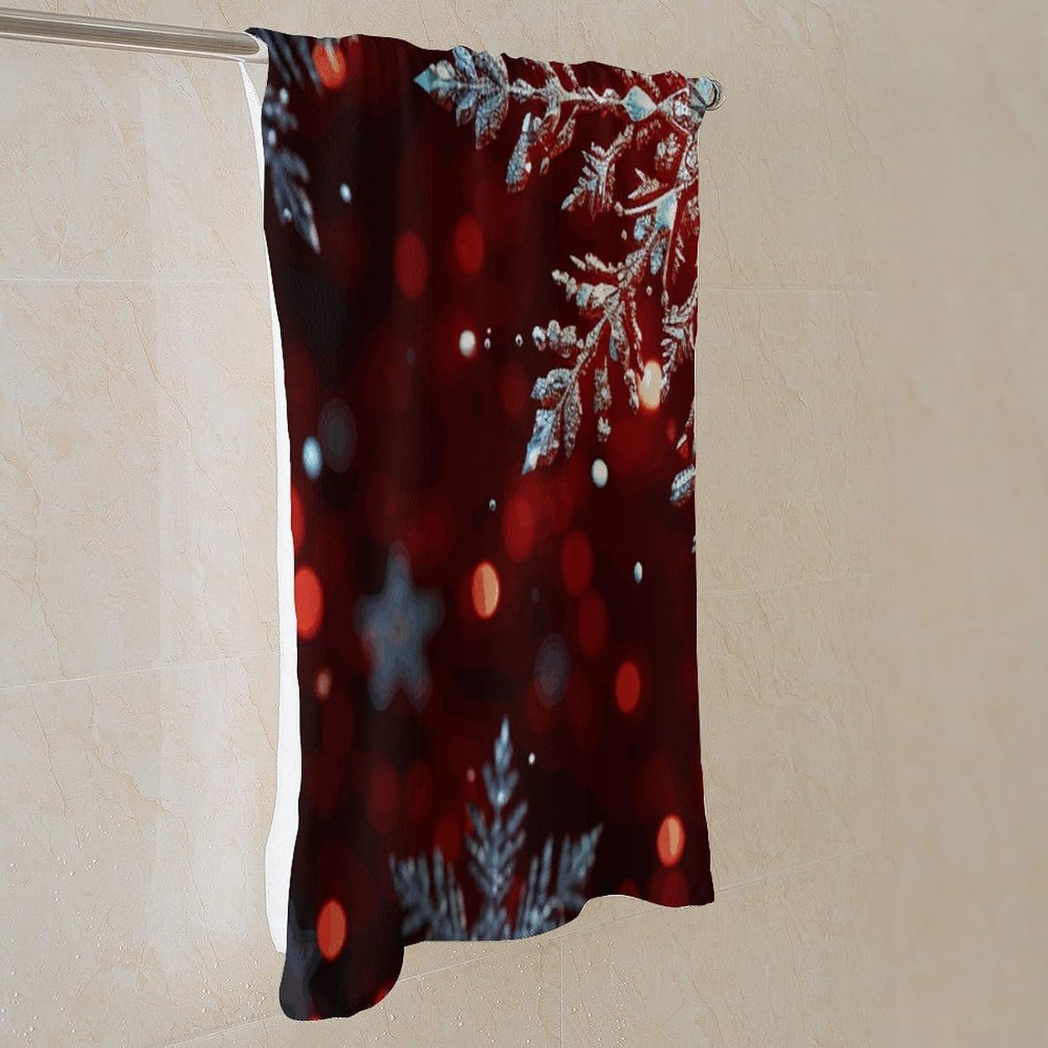 Christmas Snowflake Towel Vacation Accessories Essentials Soft Lighterweight，Bath Towel for Adults Women Men，Bath Towels Gift for All Occasions, Machine Washable.