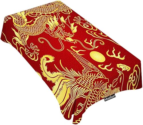 Moslion Mantel rectangular decorativo con diseño de dragón chino para comedor, barbacoa, picnic, mesa de café, 60 x 84 pulgadas