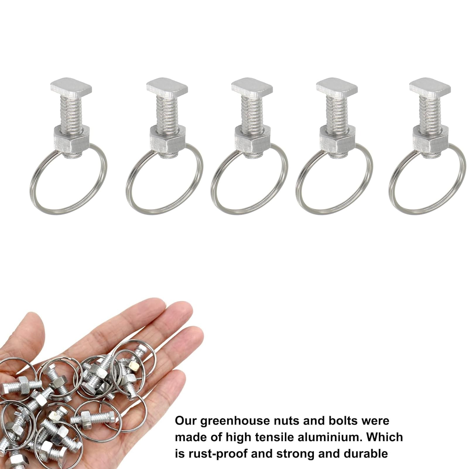 20pcs Greenhouse Screws and Rings Hammer Head Screws with Nuts and Ring Eye for Climbing Plants Building Greenhouse - Image 3