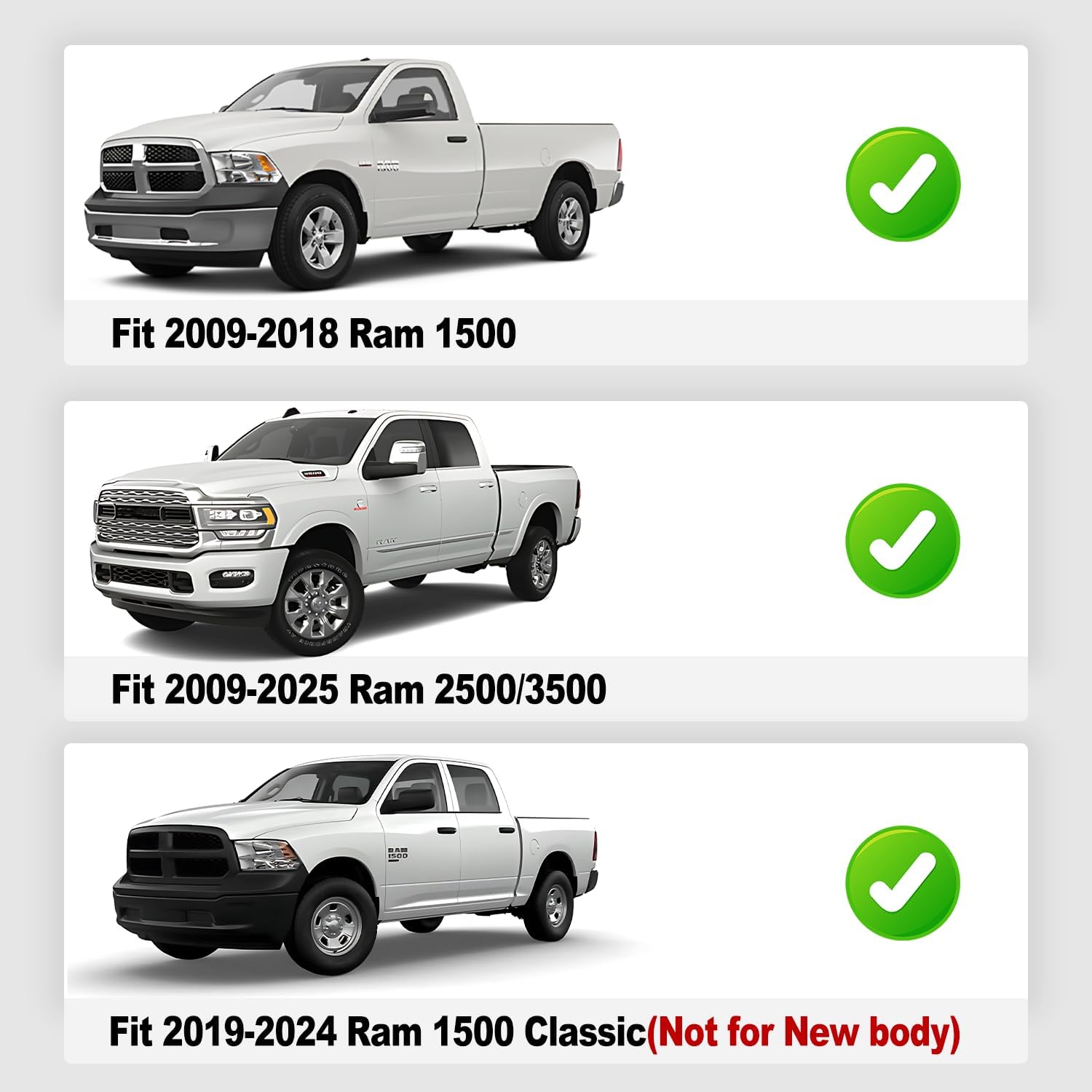 AOMSAZTO Tailgate Mat Fit for 2009-2018 Ram 1500, for 2009-2026 Ram 2500/3500, for 2019-2024 Ram 1500 Classic (NOT New Body) Standard Tailgate, All Weather Tailgate Protector Liner Accessories