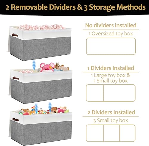 Vista 81 de Caja grande de juguetes con tapa, caja de almacenamiento de juguetes resistente, cesta organizadora con divisores para niños pequeños, niños, niñas