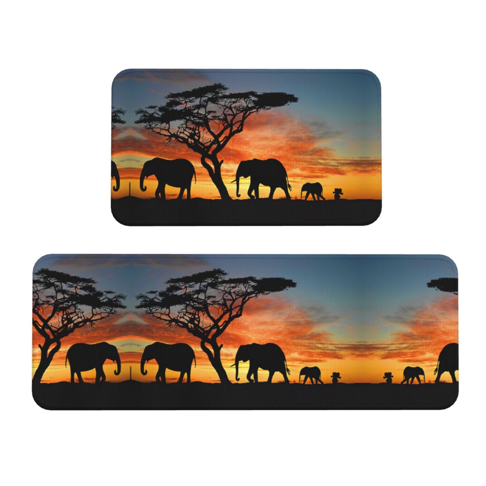 Tapetes de cocina antideslizantes contra resbalones alfombras de elefante impermeables set de 2