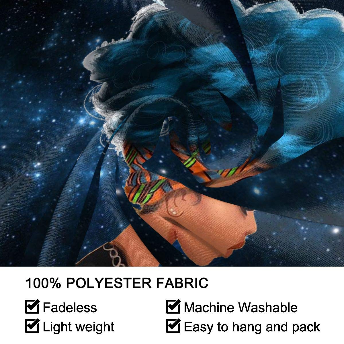 ZXZV Galaxy Sea Blue Hair African Women Tapestry Wall Hanging