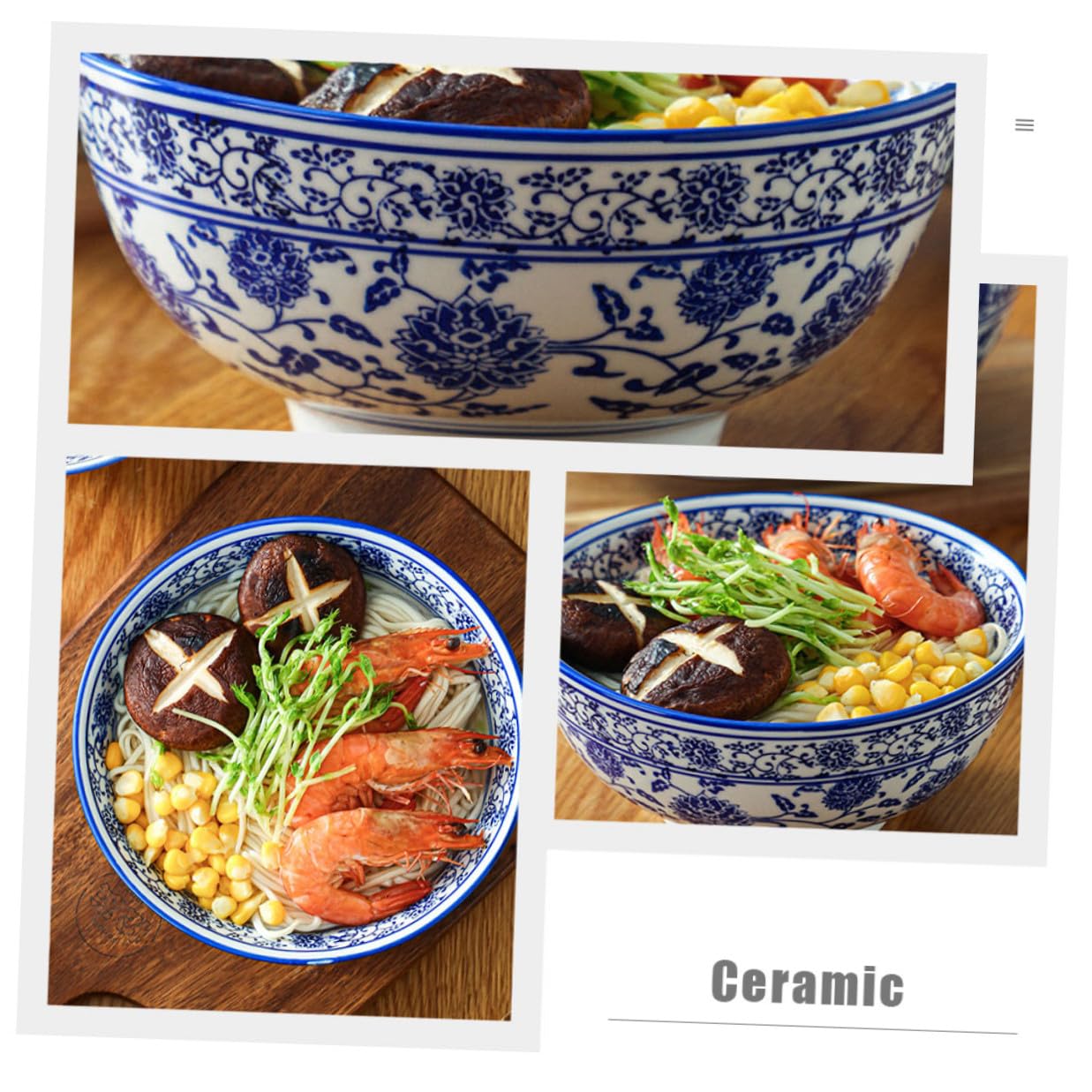 TOYANDONA Bol à Ramen Style Rétro en Céramique Blanche, Grosse Ouverture Facile à Nettoyer, pour Nouilles et Soupe Maison